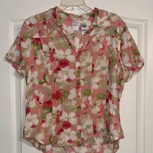 Emma James Pink and Green Floral Blouse